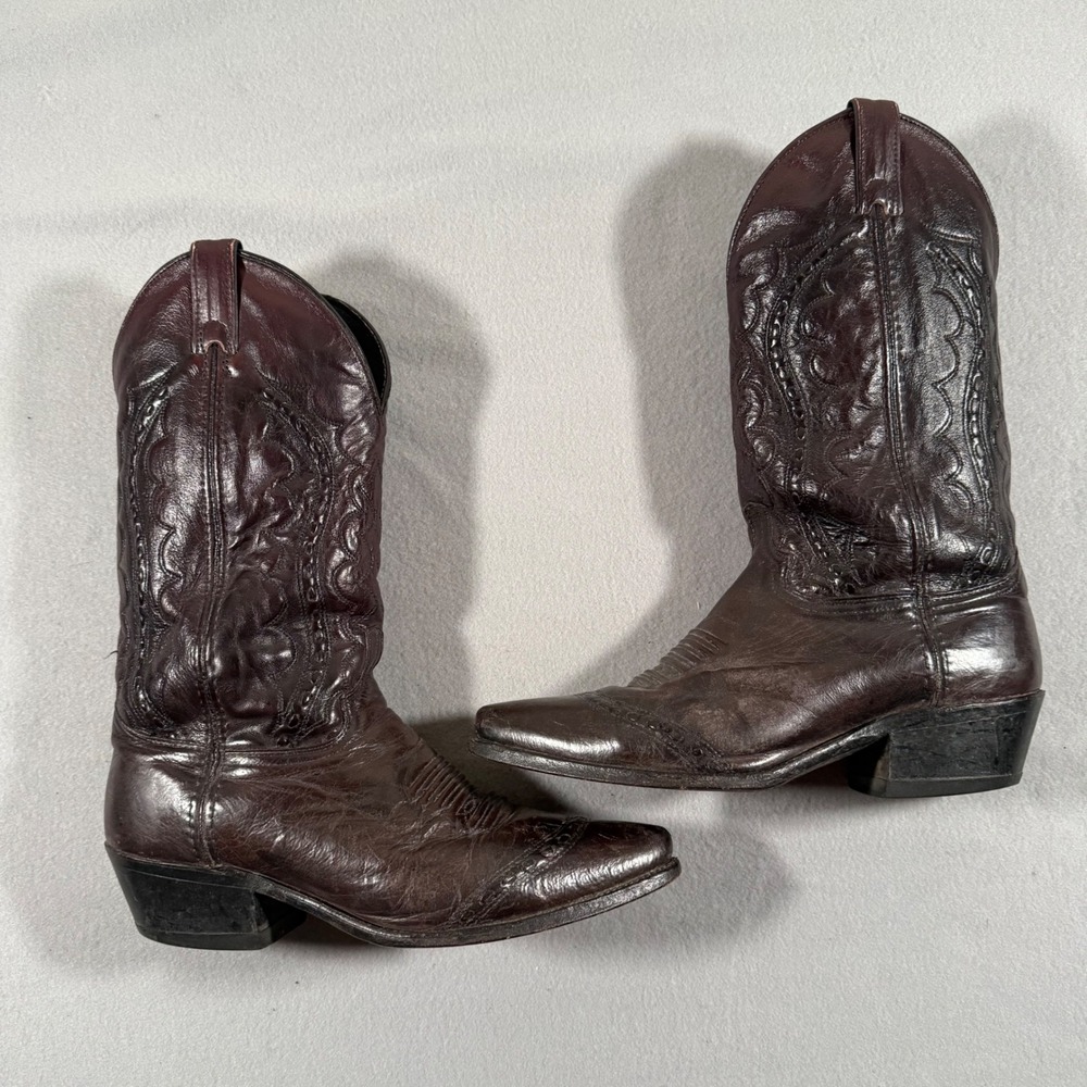 Vintage Abilene Cordovan Leather Cowboy Boots Mens 10D Western Wingtip Pointed